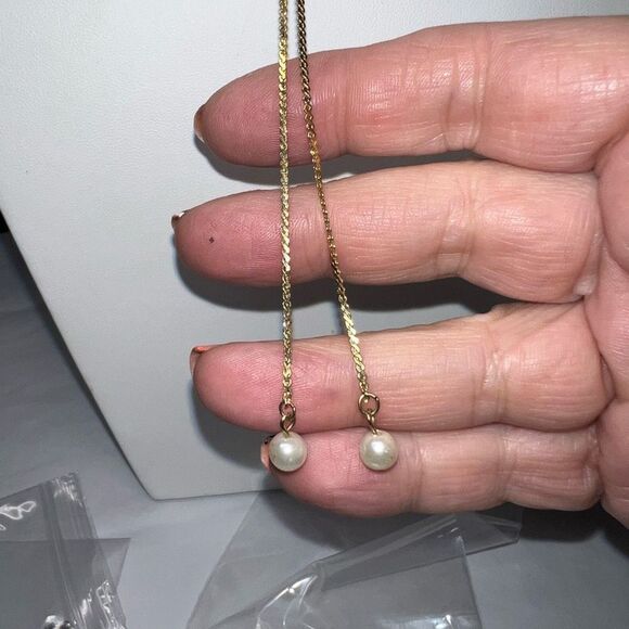 Vintage Gold Tone Zipper Y Necklace with Faux Pearls - Picture 1 of 5